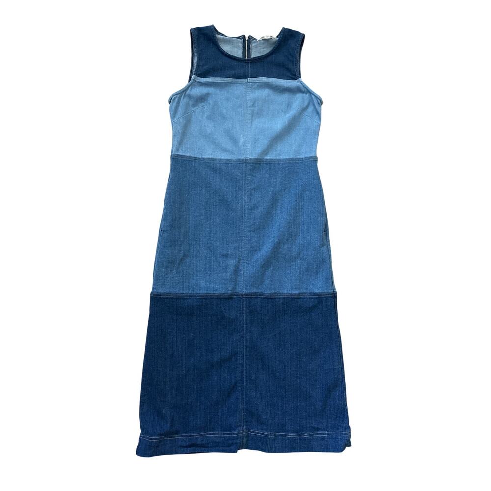 Boden Sleeveless Hotch Denim Midi Dress Pockets Navy Size 10 - Picture 9 of 11